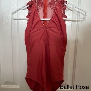 Ballet Rosa Red Leotard with Lace Detail